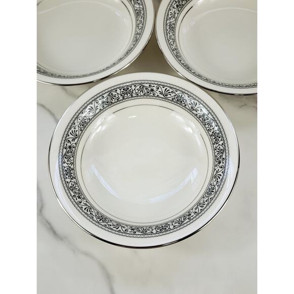 Noritake Prelude Soup Bowl 7 1/2" Ivory China Silver Trim #7570 Japan x3 Vintage - Picture 6 of 15